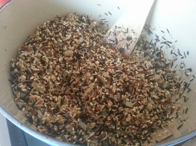 Add finely chopped rosemary and wild rice