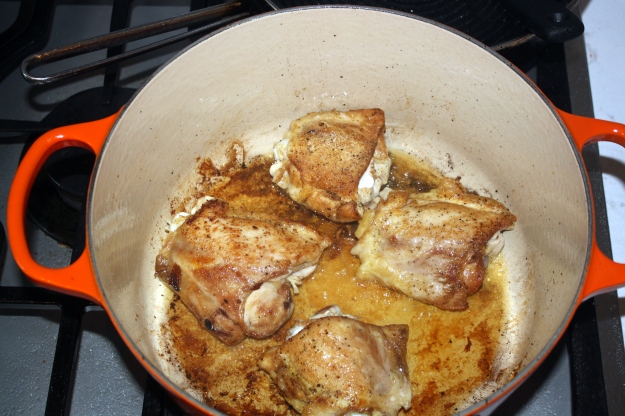 Sear the thighs for about 3-4 minutes on each side